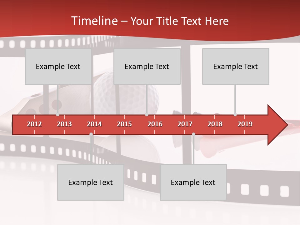 A Film Strip With Scissors And A Golf Ball On It PowerPoint Template