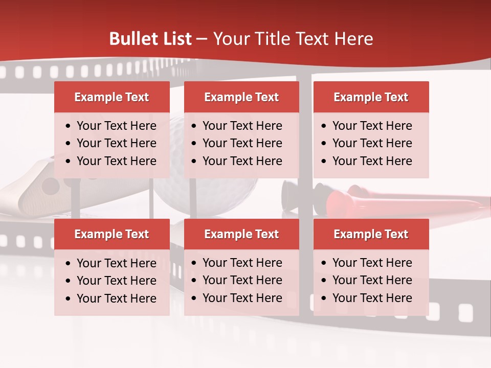 A Film Strip With Scissors And A Golf Ball On It PowerPoint Template