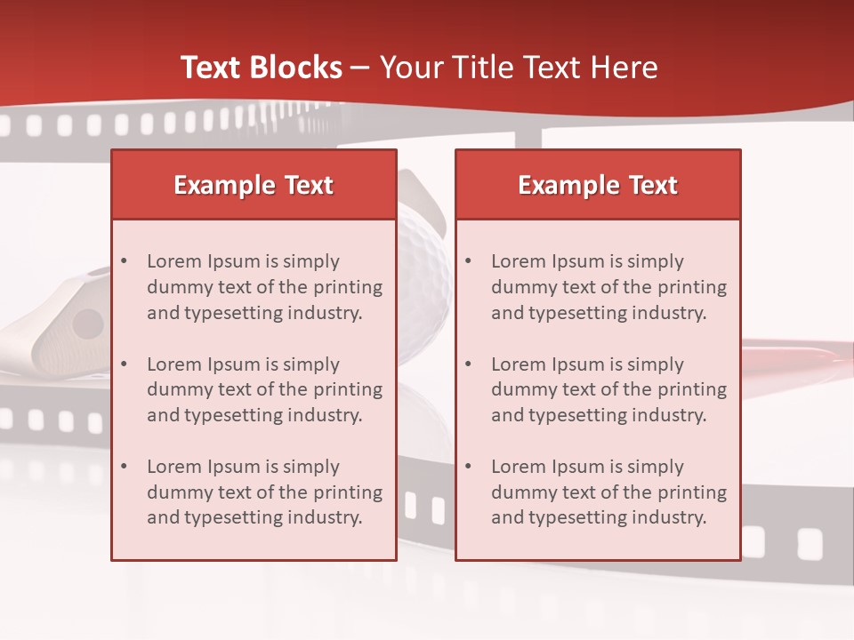 A Film Strip With Scissors And A Golf Ball On It PowerPoint Template