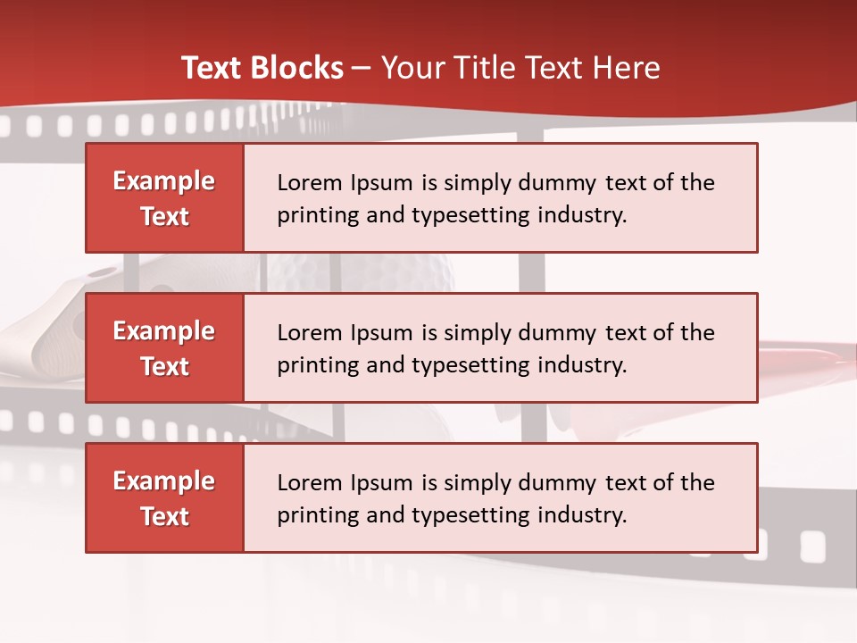 A Film Strip With Scissors And A Golf Ball On It PowerPoint Template