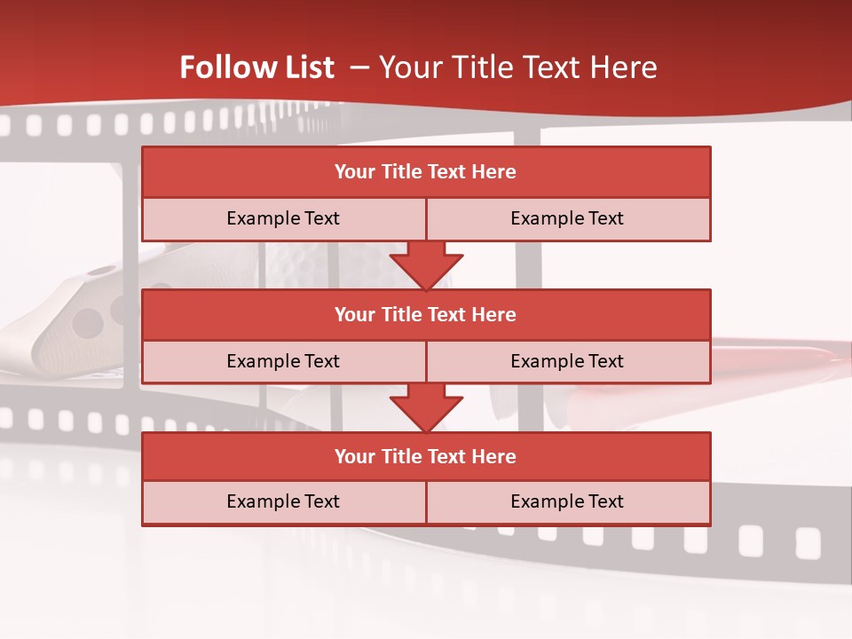 A Film Strip With Scissors And A Golf Ball On It PowerPoint Template