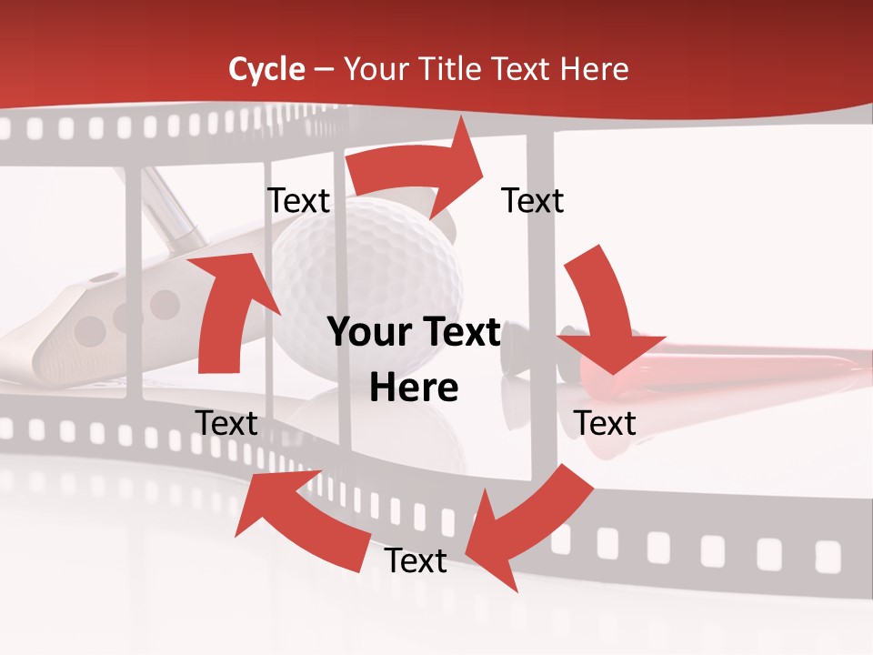 A Film Strip With Scissors And A Golf Ball On It PowerPoint Template
