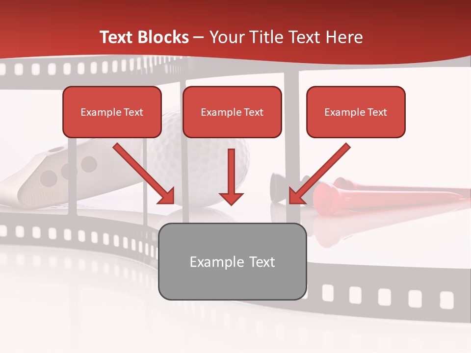 A Film Strip With Scissors And A Golf Ball On It PowerPoint Template