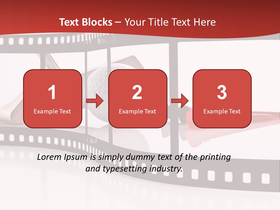 A Film Strip With Scissors And A Golf Ball On It PowerPoint Template
