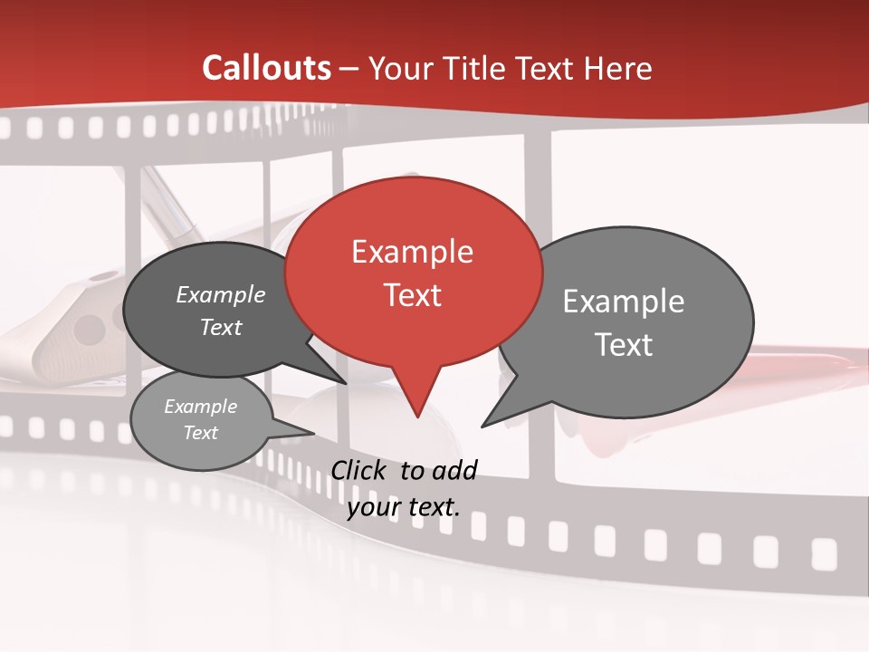 A Film Strip With Scissors And A Golf Ball On It PowerPoint Template