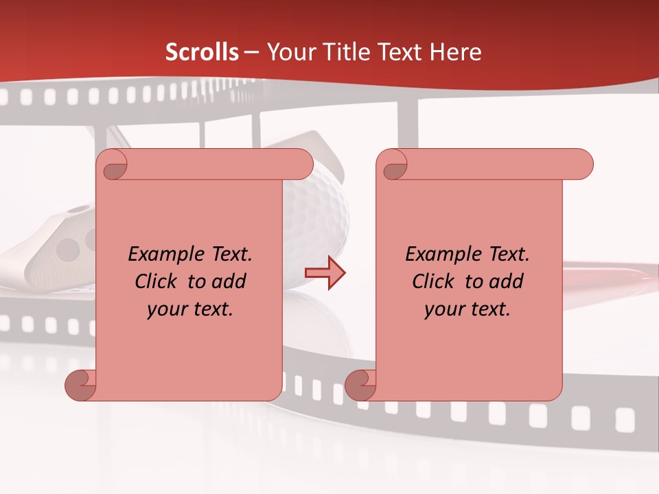 A Film Strip With Scissors And A Golf Ball On It PowerPoint Template