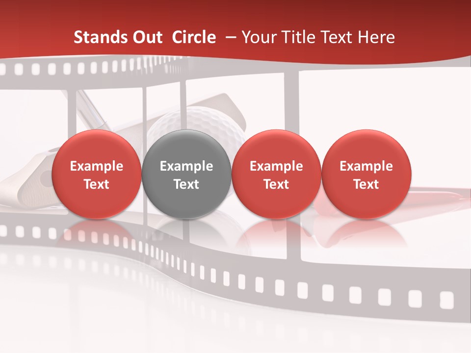 A Film Strip With Scissors And A Golf Ball On It PowerPoint Template