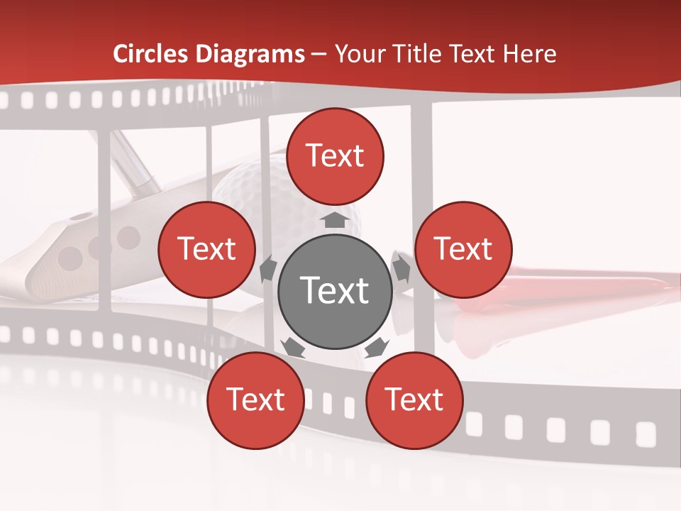 A Film Strip With Scissors And A Golf Ball On It PowerPoint Template