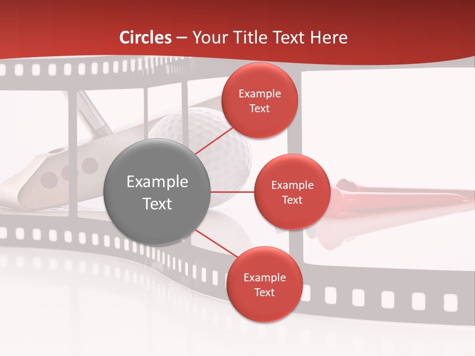 A Film Strip With Scissors And A Golf Ball On It PowerPoint Template