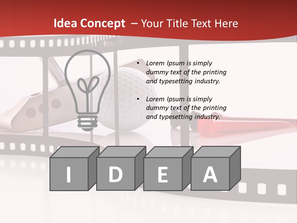 A Film Strip With Scissors And A Golf Ball On It PowerPoint Template