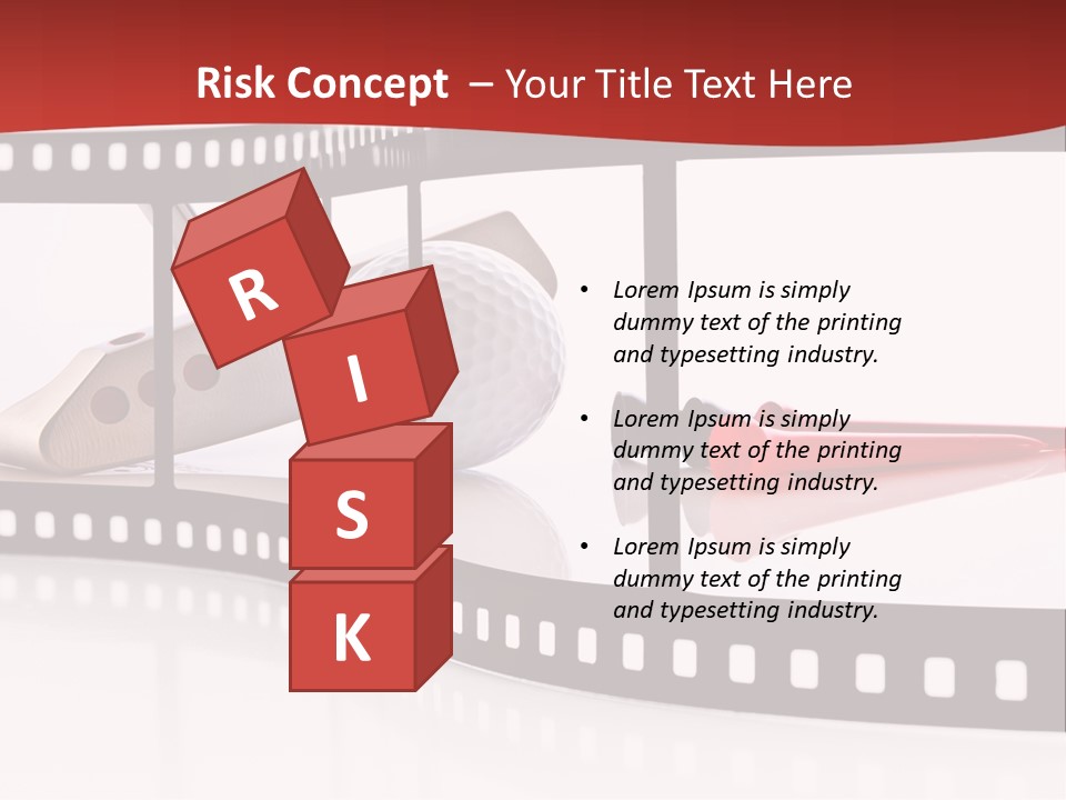 A Film Strip With Scissors And A Golf Ball On It PowerPoint Template