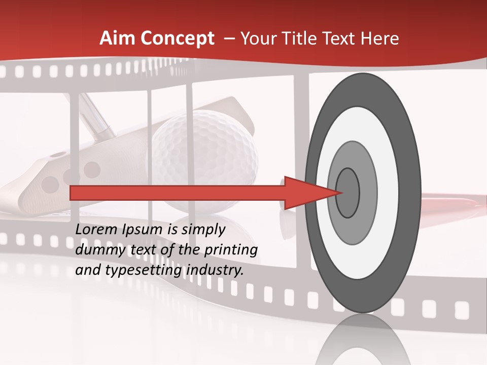 A Film Strip With Scissors And A Golf Ball On It PowerPoint Template