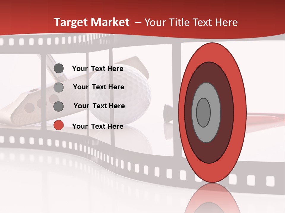 A Film Strip With Scissors And A Golf Ball On It PowerPoint Template