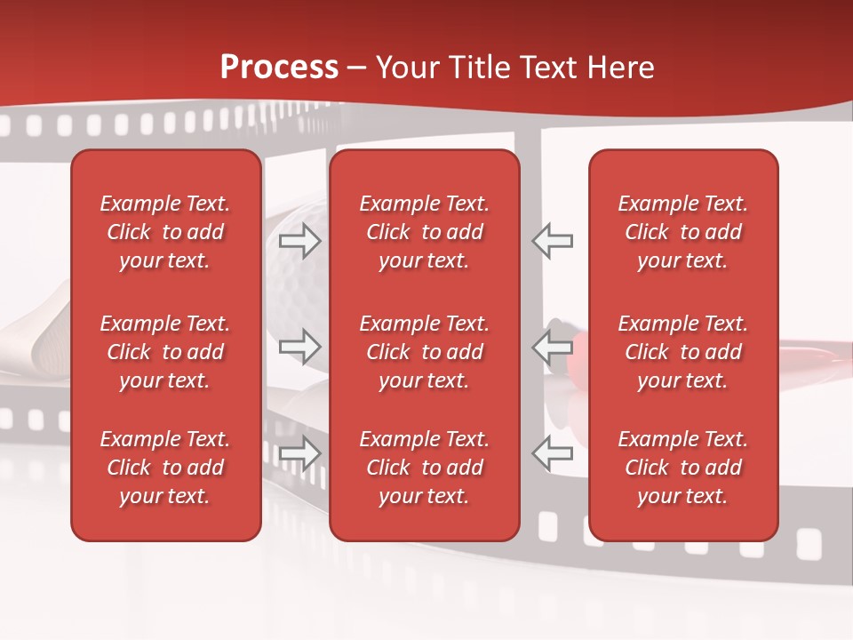 A Film Strip With Scissors And A Golf Ball On It PowerPoint Template