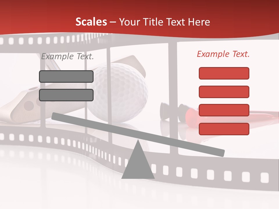 A Film Strip With Scissors And A Golf Ball On It PowerPoint Template