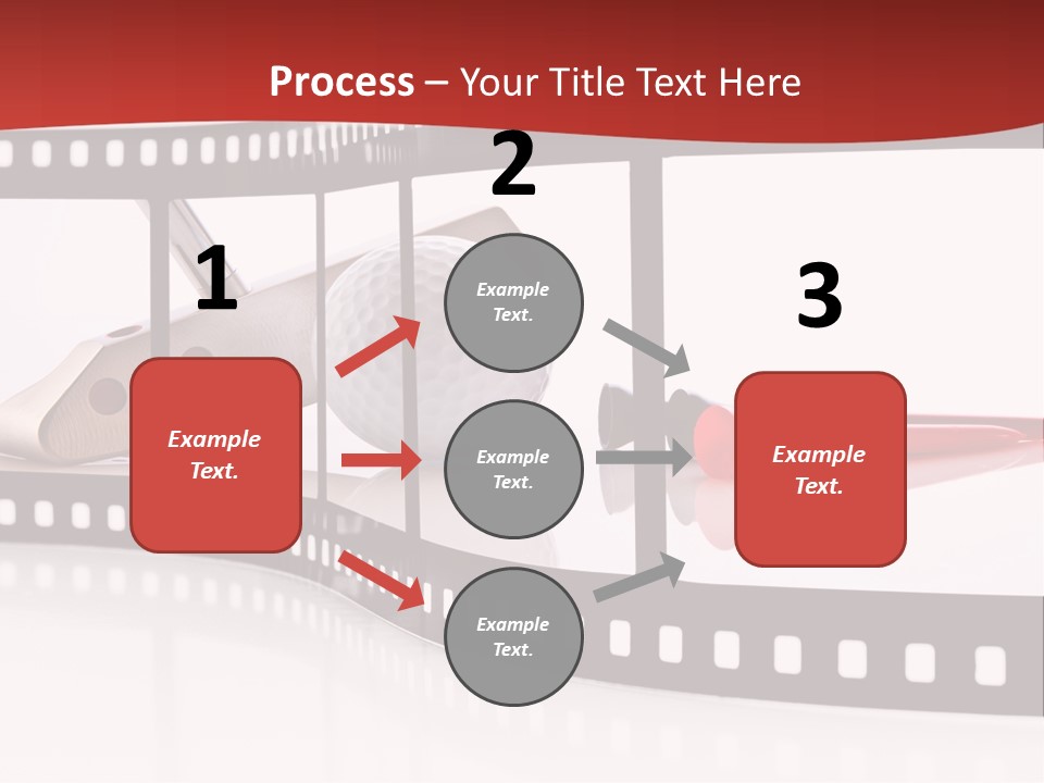 A Film Strip With Scissors And A Golf Ball On It PowerPoint Template