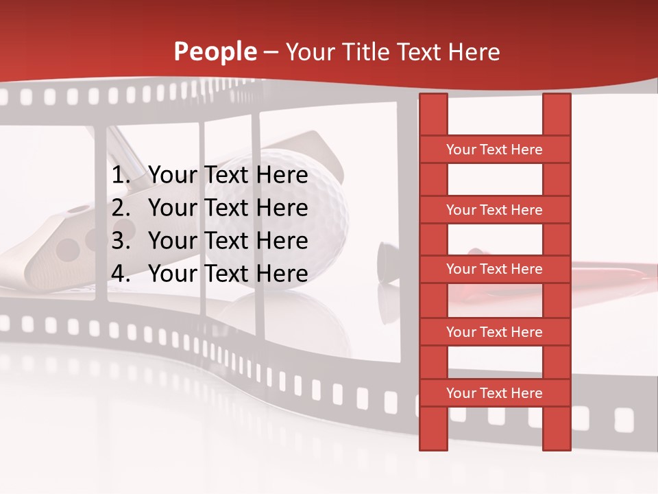 A Film Strip With Scissors And A Golf Ball On It PowerPoint Template