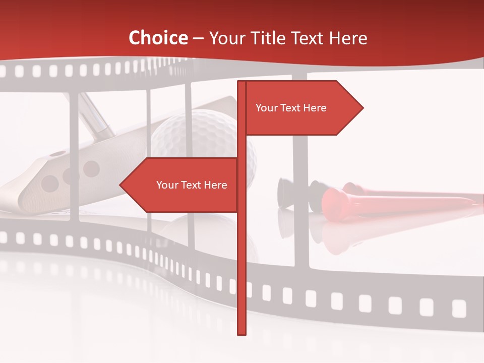 A Film Strip With Scissors And A Golf Ball On It PowerPoint Template