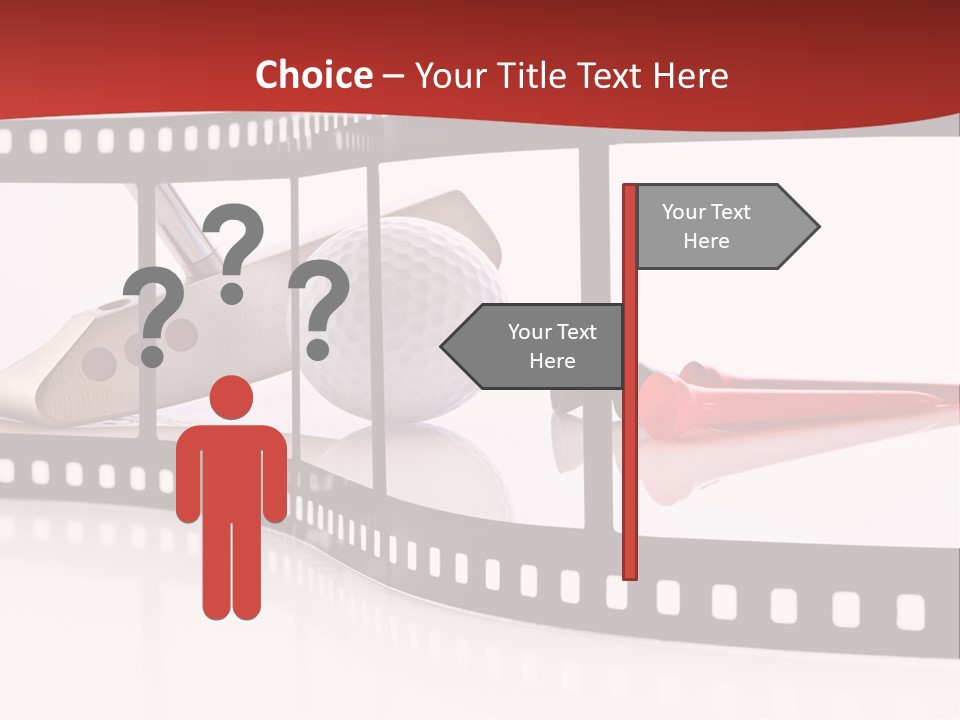 A Film Strip With Scissors And A Golf Ball On It PowerPoint Template