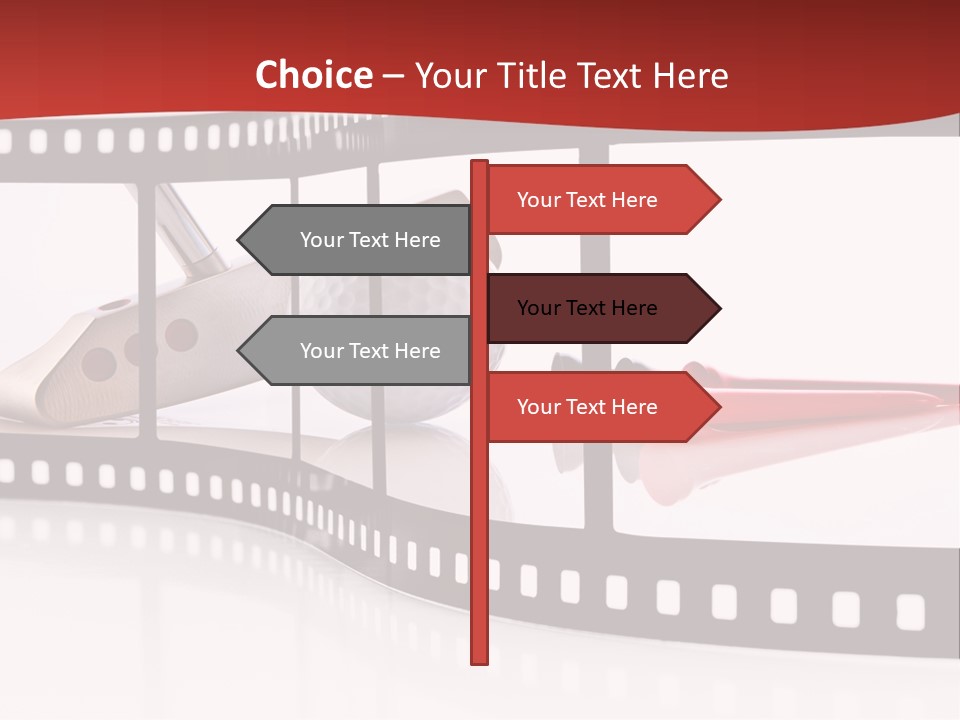 A Film Strip With Scissors And A Golf Ball On It PowerPoint Template