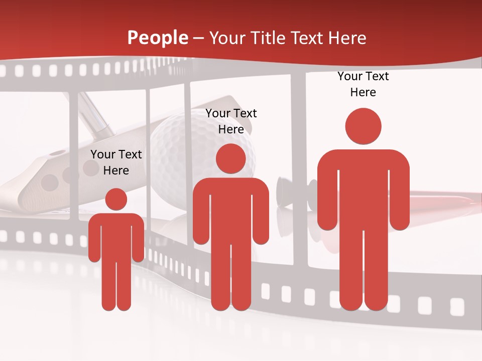A Film Strip With Scissors And A Golf Ball On It PowerPoint Template