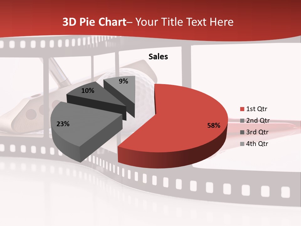 A Film Strip With Scissors And A Golf Ball On It PowerPoint Template