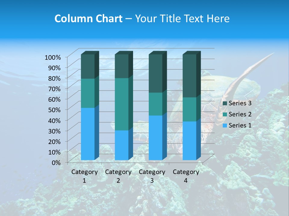 A Turtle Swimming Over A Coral Reef In The Ocean PowerPoint Template