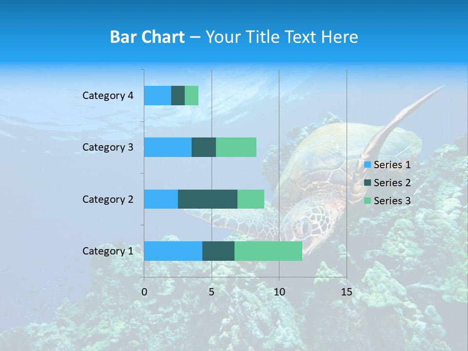 A Turtle Swimming Over A Coral Reef In The Ocean PowerPoint Template