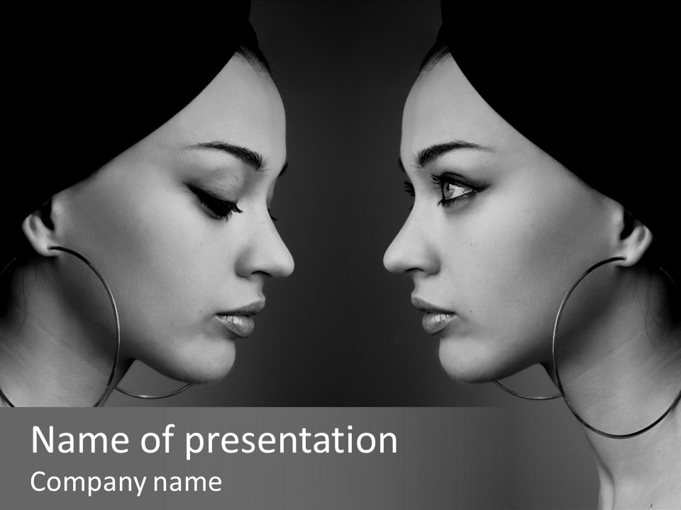 A Woman's Face Is Shown In Black And White PowerPoint Template