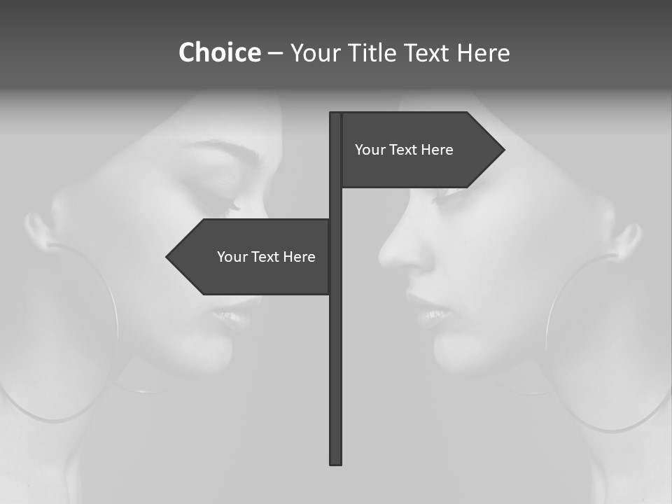 A Woman's Face Is Shown In Black And White PowerPoint Template