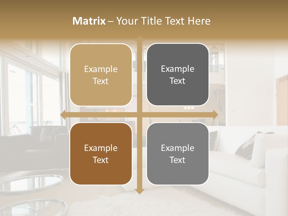 A Living Room Filled With Furniture And A Staircase PowerPoint Template