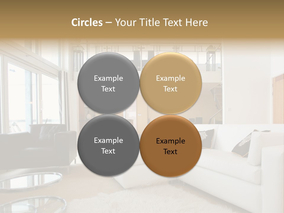 A Living Room Filled With Furniture And A Staircase PowerPoint Template