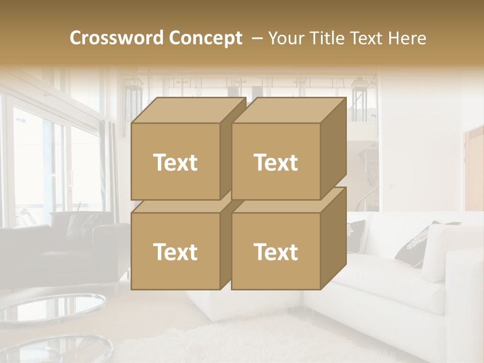A Living Room Filled With Furniture And A Staircase PowerPoint Template