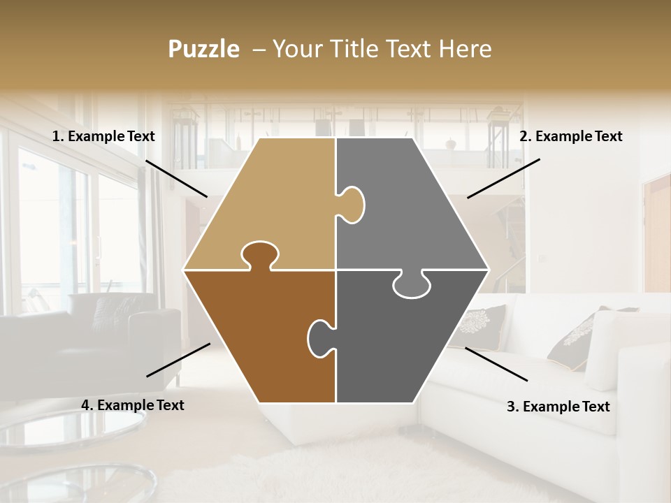 A Living Room Filled With Furniture And A Staircase PowerPoint Template