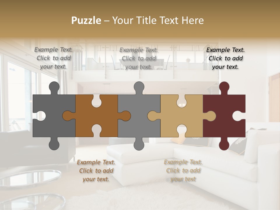 A Living Room Filled With Furniture And A Staircase PowerPoint Template