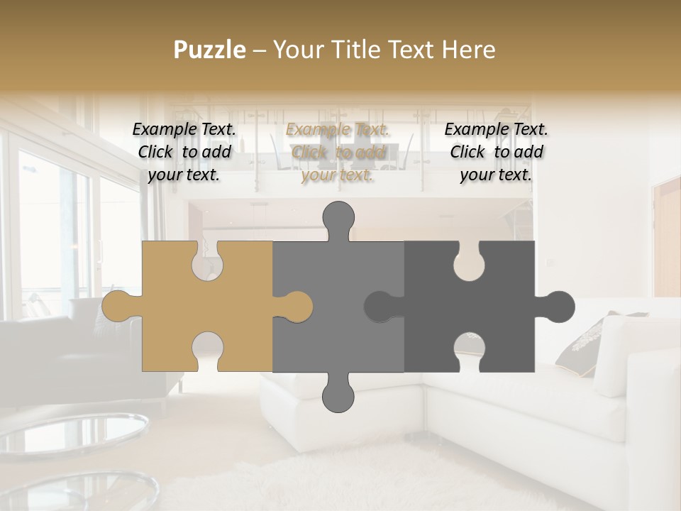 A Living Room Filled With Furniture And A Staircase PowerPoint Template