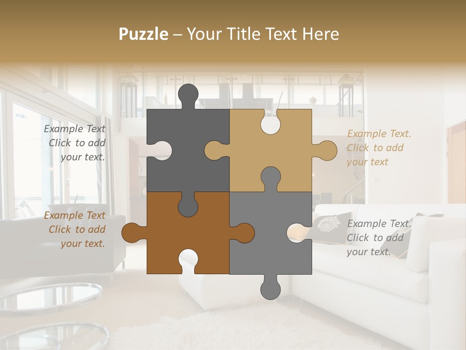 A Living Room Filled With Furniture And A Staircase PowerPoint Template