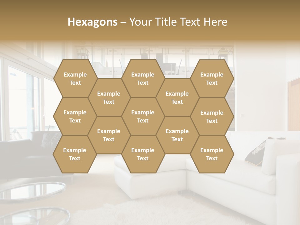 A Living Room Filled With Furniture And A Staircase PowerPoint Template