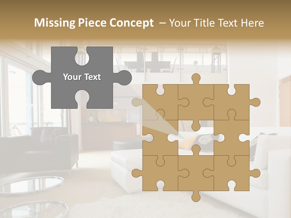 A Living Room Filled With Furniture And A Staircase PowerPoint Template