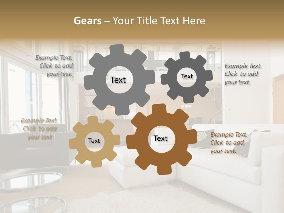 A Living Room Filled With Furniture And A Staircase PowerPoint Template