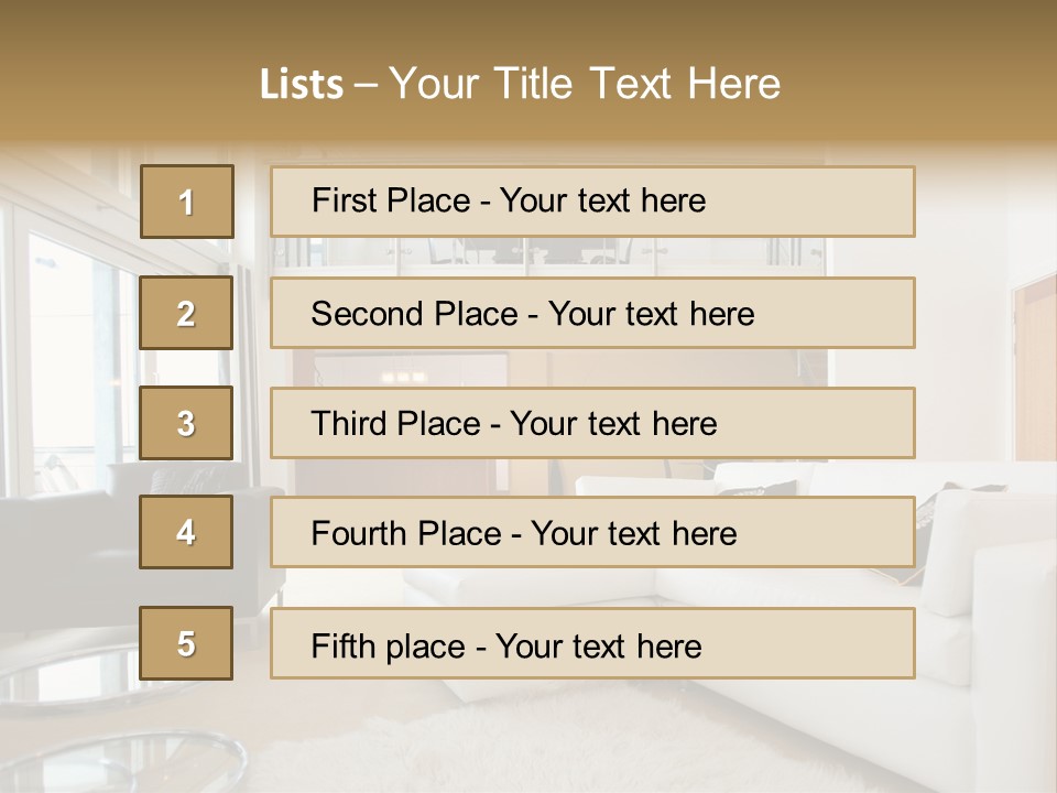 A Living Room Filled With Furniture And A Staircase PowerPoint Template