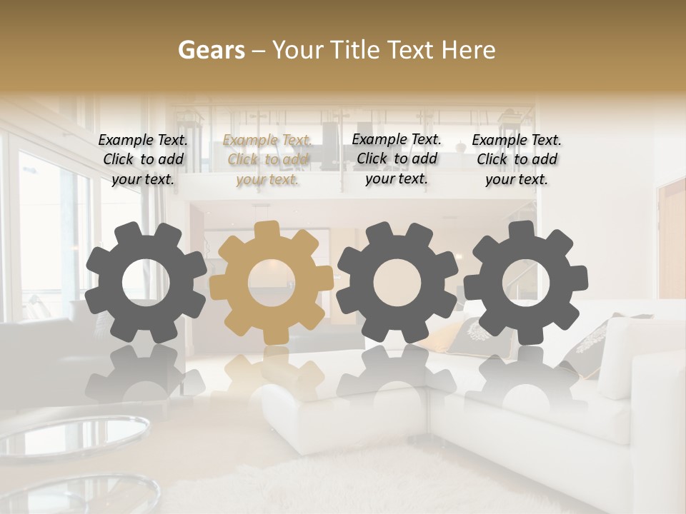 A Living Room Filled With Furniture And A Staircase PowerPoint Template