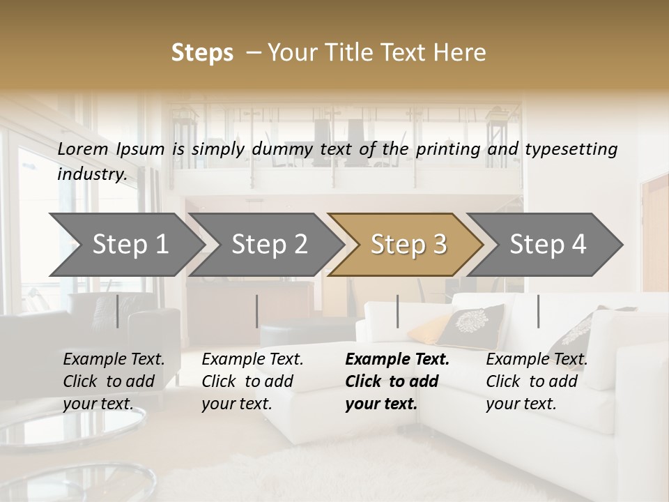A Living Room Filled With Furniture And A Staircase PowerPoint Template