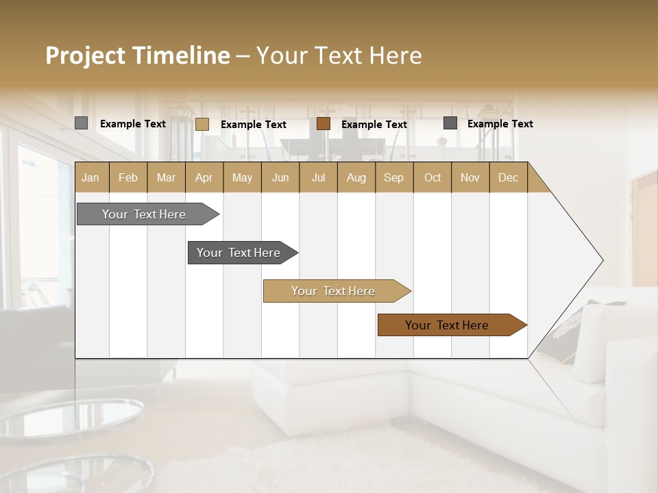 A Living Room Filled With Furniture And A Staircase PowerPoint Template