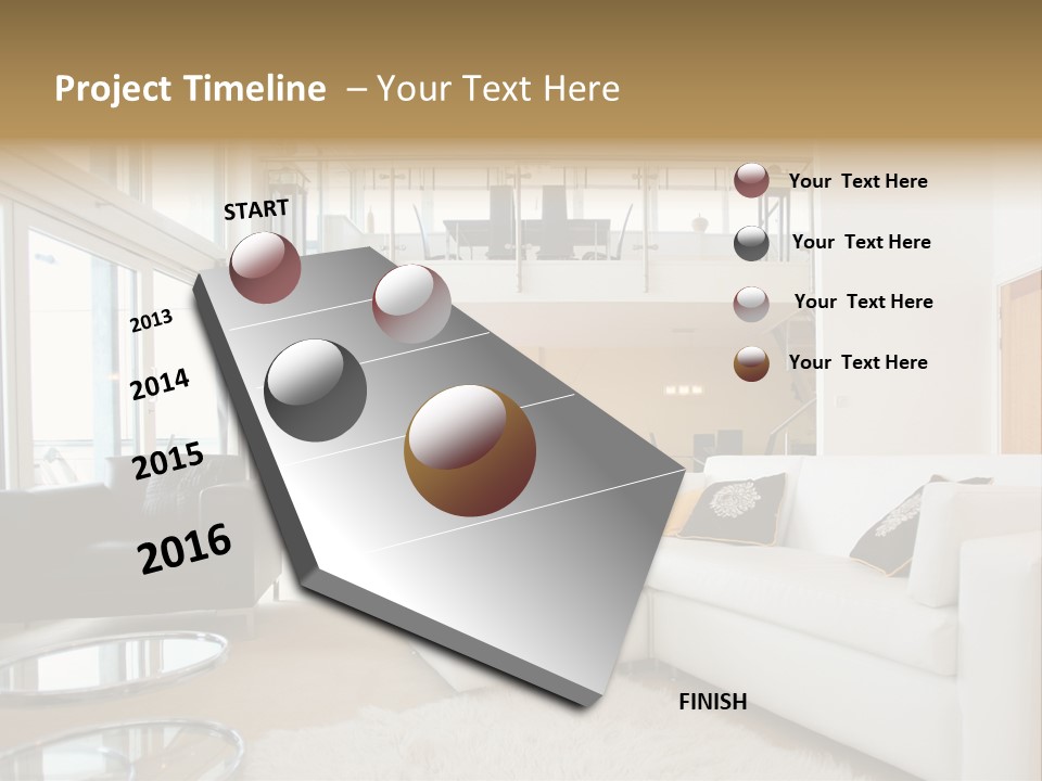 A Living Room Filled With Furniture And A Staircase PowerPoint Template