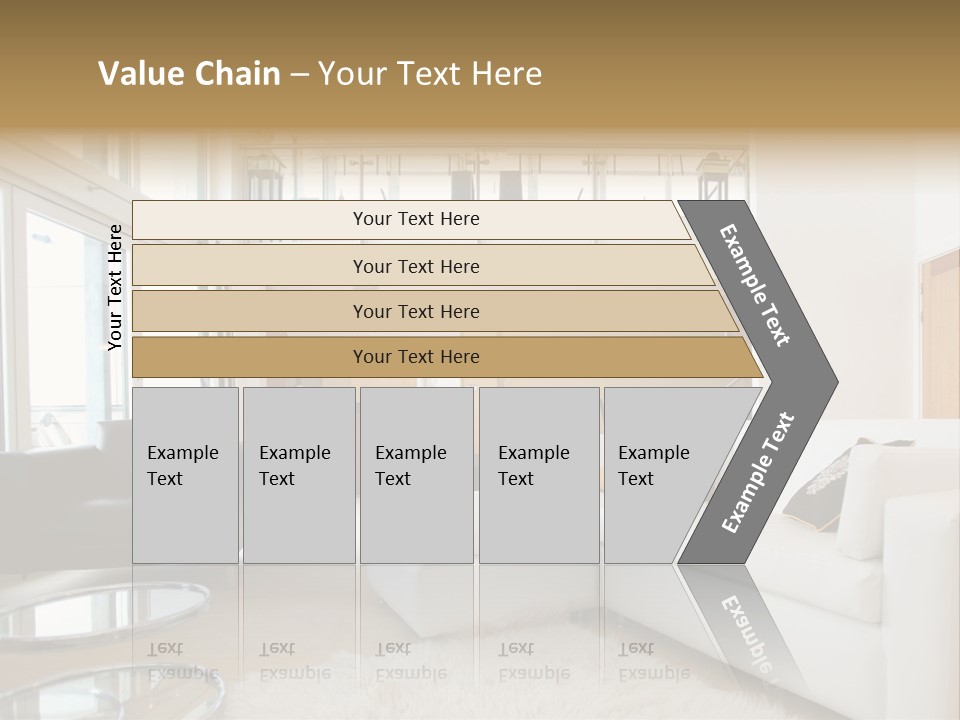 A Living Room Filled With Furniture And A Staircase PowerPoint Template