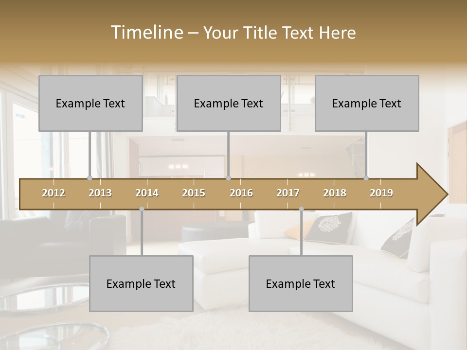 A Living Room Filled With Furniture And A Staircase PowerPoint Template