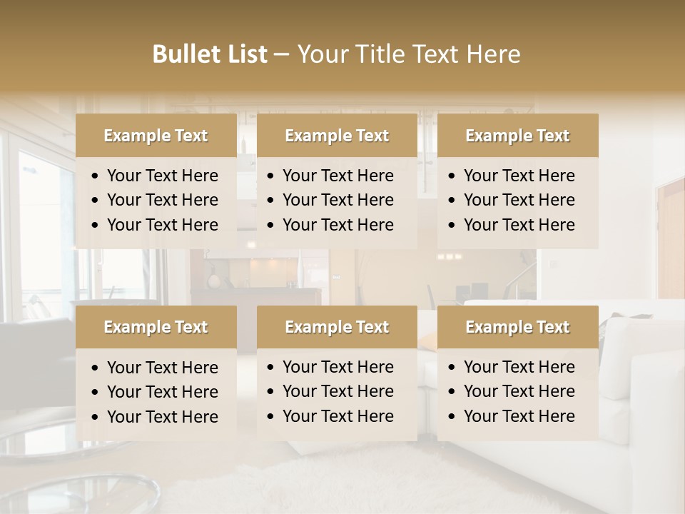 A Living Room Filled With Furniture And A Staircase PowerPoint Template