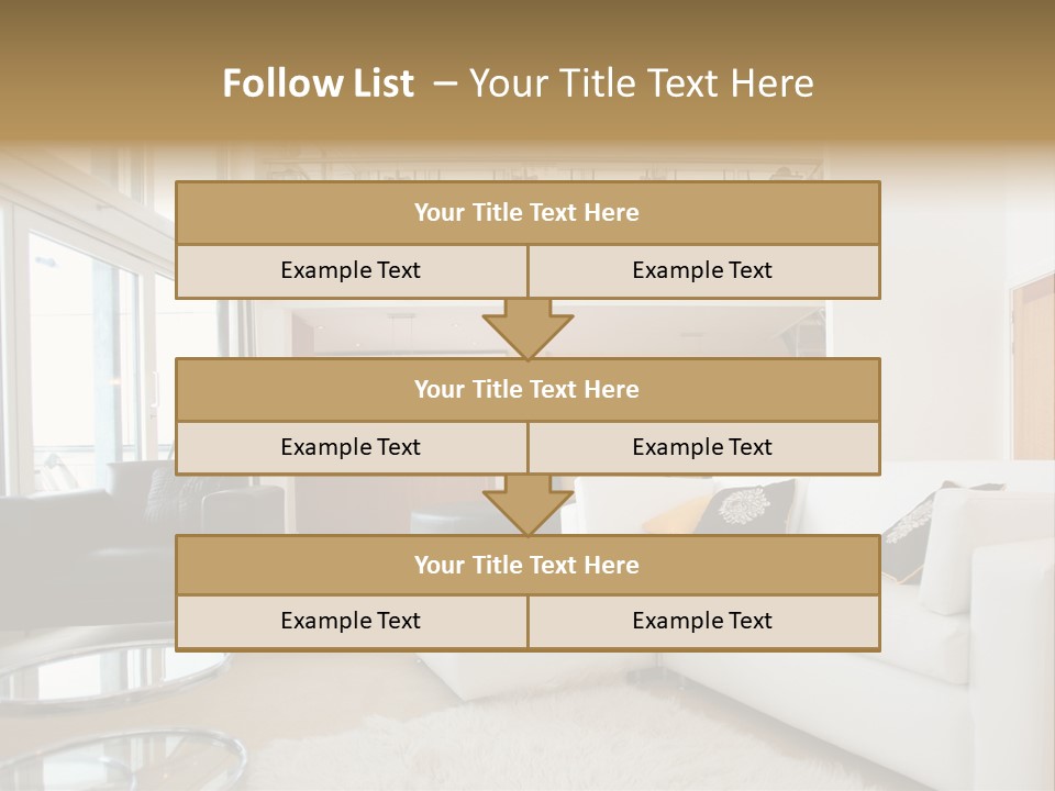 A Living Room Filled With Furniture And A Staircase PowerPoint Template