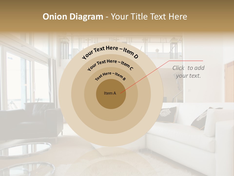 A Living Room Filled With Furniture And A Staircase PowerPoint Template